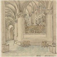 Interieur van de Notre-Dame te Parijs (1872 - 1904) by Wilhelm Cornelis Bauer
