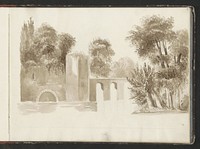 Boomrijk landschap met een brug over water (c. 1819 - c. 1870) by anonymous