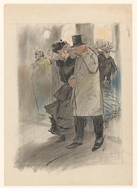 Na de Comedie; een slecht geassorteerd echtpaar bij het verlaten van de schouwburg (1877 - 1921) by Henricus