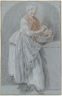 Staande vrouw met een mand (c. 1700 - c. 1800) by anonymous and Jacob Perkois