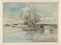 Roeiboot bij de waterkant (1867 - 1931) by Pieter H J J Ras