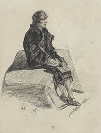 Vrouw zittend op een divan, en profil naar rechts (1869 - 1941) by Johannes Abraham Mondt and George Henry Boughton