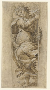 Studie van een engel met een lans (1550 - 1600) by Simone Peterzano