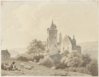 Rustende herder bij Schloss Lansberg (1839) by Barend Cornelis Koekkoek
