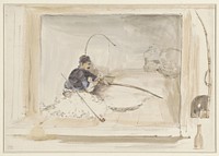 Zittende katoenwerker (1837) by Denis Auguste Marie Raffet