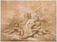 Vrouw met kinderen (1600 - 1699) by Giovanni Francesco Romanelli, Bartolommeo Guidobono and anonymous