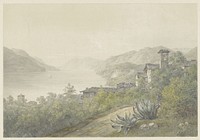 Gezicht vanuit het park van Bellagio, aan het Comomeer (1824 - 1888) by Karoly Lajos Libay