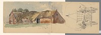 Boerderij bij Laren en de achterzijde van een hooiwagen (1888) by Jan Hoynck van Papendrecht