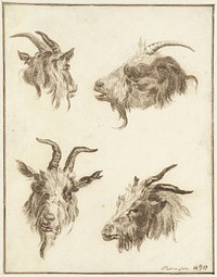 Vier studies van geitenkoppen (1827) by Joseph Mendes da Costa 1806 1893