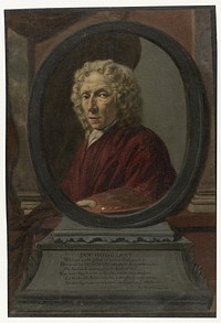 Zelfportret van Jan Hoogsaat (1706 - 1730) by Jan Hoogsaat