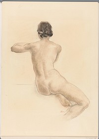 Zittende naakte vrouw (1939) by Chris van der Hoef
