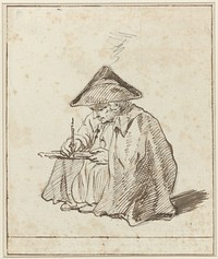 Portret van Joseph Marinkelle, zittend tekenend (1768) by Reinier Vinkeles I