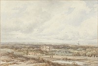 Gezicht vanuit de duinen op de ruïne van Brederode (1813 - 1863) by Arnoldus Johannes Eymer
