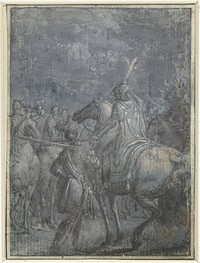 Legeraanvoerder te paard met andere ruiters (1600 - 1699) by Joseph Werner, Johann König, Joachim von Sandrart I and anonymous