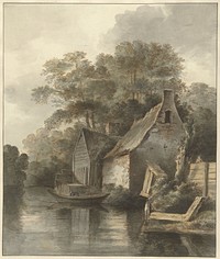 Huizen aan een vaart (1776 - 1821) by Daniël Kerkhoff