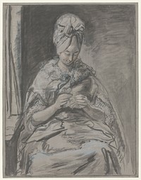Zittende dame met hoge pruik (1781) by Louis Bernard Coclers