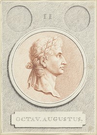 Portretmedaillon van Augustus, Romeins keizer (1736 - 1775) by Jan Caspar Philips