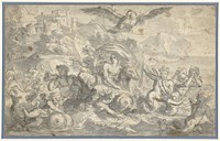 Europa en de stier omgeven door zeegoden (1630 - 1690) by Charles Le Brun