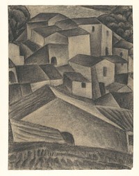 Huizen in een Italiaans dorp (1924) by Leo Gestel