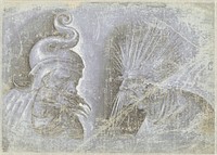 Twee hoofden van mannen met hoofddeksels (1500 - 1525) by Jacopo Ripanda