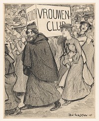 Vrouwen in een optocht van een vrouwenclub (1905) by Leo Gestel