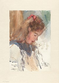 Meisjesportret van Marietje van Houten (1872 - 1950) by Barbara Elisabeth van Houten