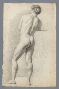 Staand mannelijk naakt, van achteren gezien (1818 - c. 1900) by Gerard Allebé
