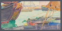 Schepen in een kanaal (1918) by Maurice Guilbert