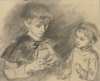 Jongen en meisje, ten halven lijve (1858 - 1891) by Adrien Emmanuel Marie