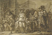 Julius Sabinus en Epponina met hun twee kinderen als gevangenen door Rome gevoerd (1726 - 1783) by Blaise Nicolas Lesueur