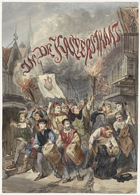 Ontwerp voor de omslag van In de Kalverstraat, van Johannes ter Gouw, 1866 (c. 1861 - 1866) by Johan Coenraad Leich