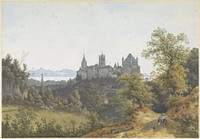 Gezicht op Lausanne, met uitzicht op de burcht en de kathedraal (1829 - 1911) by Henri Knip