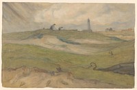 Duinlandschap met vuurtoren en nettenboeters (1872 - 1944) by Frans Smissaert