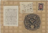Ontwerp voor ex libris van Johannes Henoch Neethling, en twee andere ontwerpen (1874 - 1945) by Carel Adolph Lion Cachet