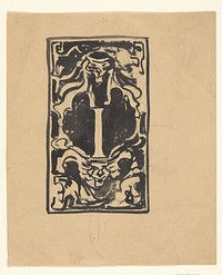 Decoratief ontwerp met leeuwen (1874 - 1945) by Carel Adolph Lion Cachet