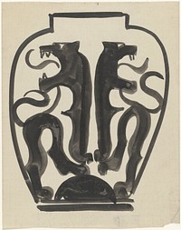 Ontwerp voor een vaas met leeuwenmotief (1874 - 1945) by Carel Adolph Lion Cachet