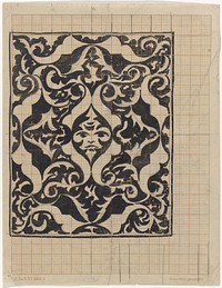 Decoratief ontwerp met masker (1874 - 1945) by Carel Adolph Lion Cachet