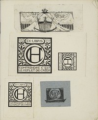 Ex libris en een ontwerp voor een monogram (1876 - 1924) by Gerrit Willem Dijsselhof and Gerrit Willem Dijsselhof