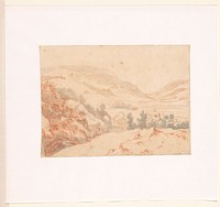 Heuvellandschap met gezicht op een dorpje (1655 - 1718) by Jan Griffier I