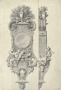 Design for a clock-case (c. 1720 - c. 1730) by Gilles Marie Oppenort