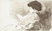 Lezende vrouw, in profiel (1865 - 1913) by Bramine Hubrecht