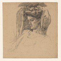 Portret van de vrouw van Wilhelmus Johannes Steenhoff, naar links (1873 - 1932) by Wilhelmus Johannes Steenhoff
