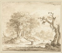 Wandelaars in een bos (1659) by Anthonie van Borssom