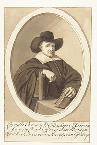 Portret van Cornelis Brouwer in ovaal (1670 - 1704) by Cornelis Dusart, Cornelis Bisschop and Cornelis Bisschop