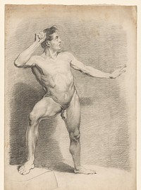 Academiestudie: staand mannelijk naakt (1856 - 1899) by Arnoldus Dirk Felix Tavenraat