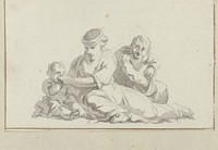 Kind, man en vrouw, zittend (c. 1700 - c. 1799) by anonymous