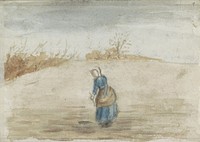 Vrouw op een akker (c. 1885 - c. 1902) by Jozef Israëls