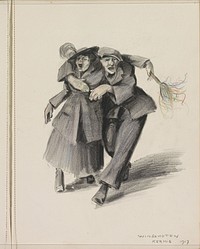 Dronken paar op de Kermis van Winschoten (1917) by Otto Verhagen I