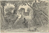 Gezicht in de tuin van Penhaverde, Portugal (1772 - 1778) by Pierre Lelu