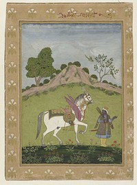 Kalki met zijn witte paard Devadatta (1725 - 1749) by anonymous